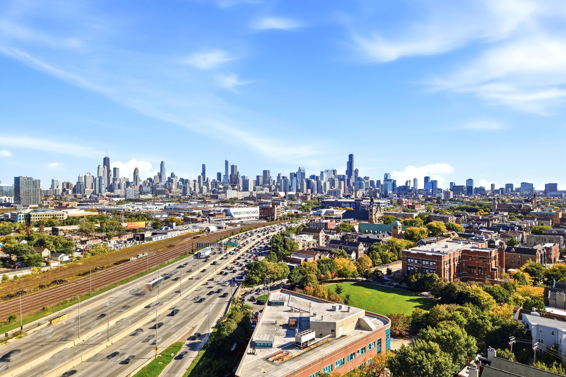 Chicago skyline from the air